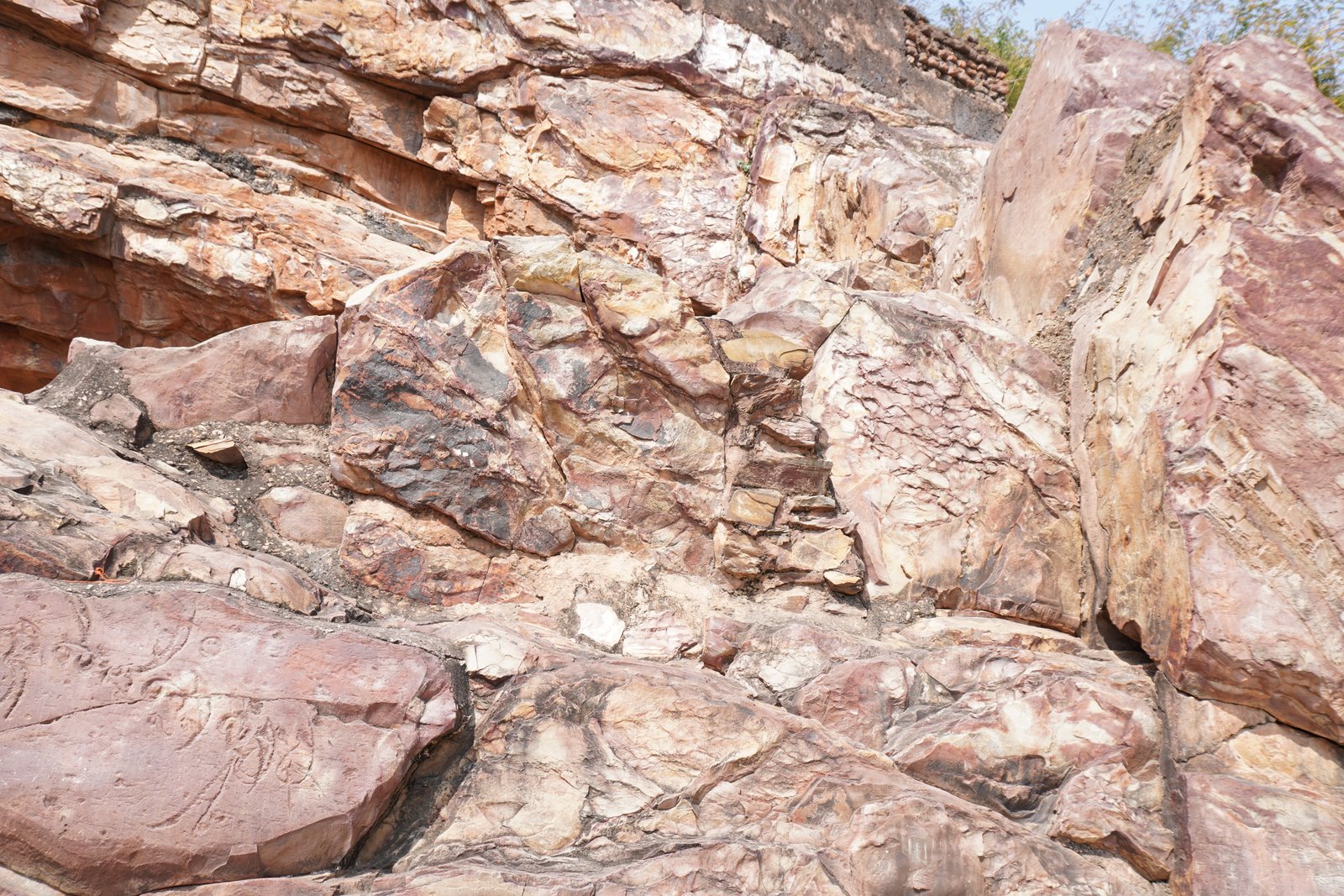 outside wall of the son bhandar cave 