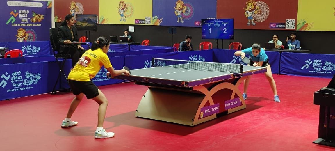The players' strength was seen in the table tennis quarter-final matches at Rajgir Sports Complex