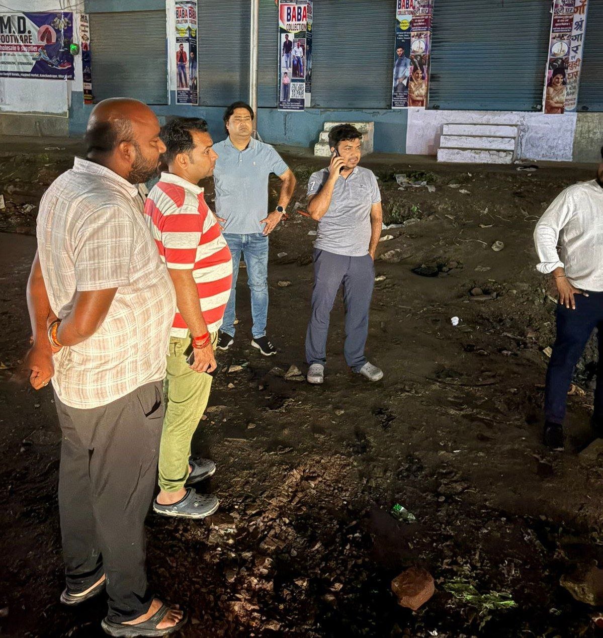 Municipal commissioner Deepak Mishra did a night inspection of the Nala Road project