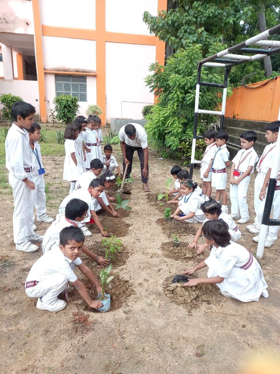 UKG children planted trees in DAV Public School Power Grid and gave the message of environmental protection