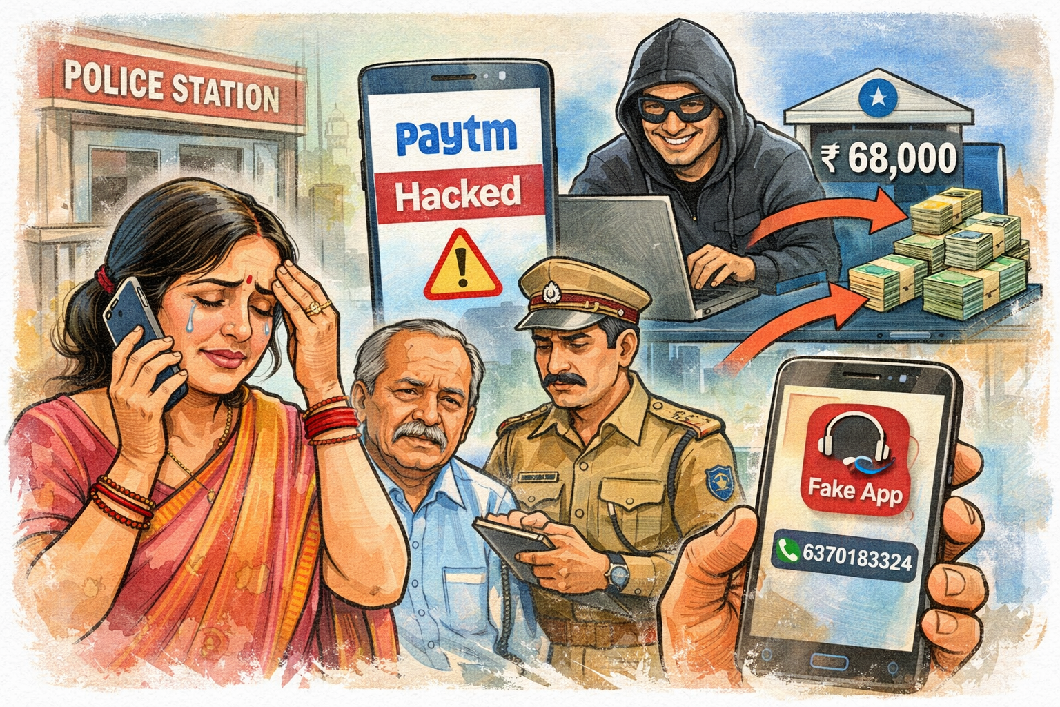 Cyber ​​criminals stole Rs 68,000 from a woman's account by hacking her mobile phone.