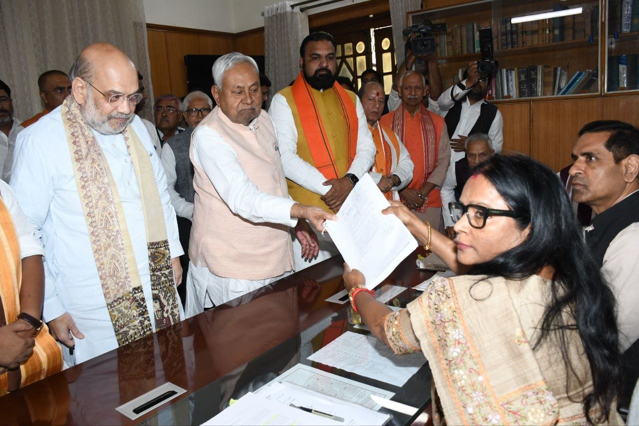 Nitish Kumar and five other NDA candidates filed their nominations for the Rajya Sabha elections.