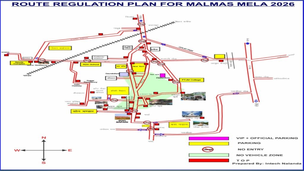 Special traffic plan implemented in Rajgir for Malmas Mela 2026, no entry on many routes