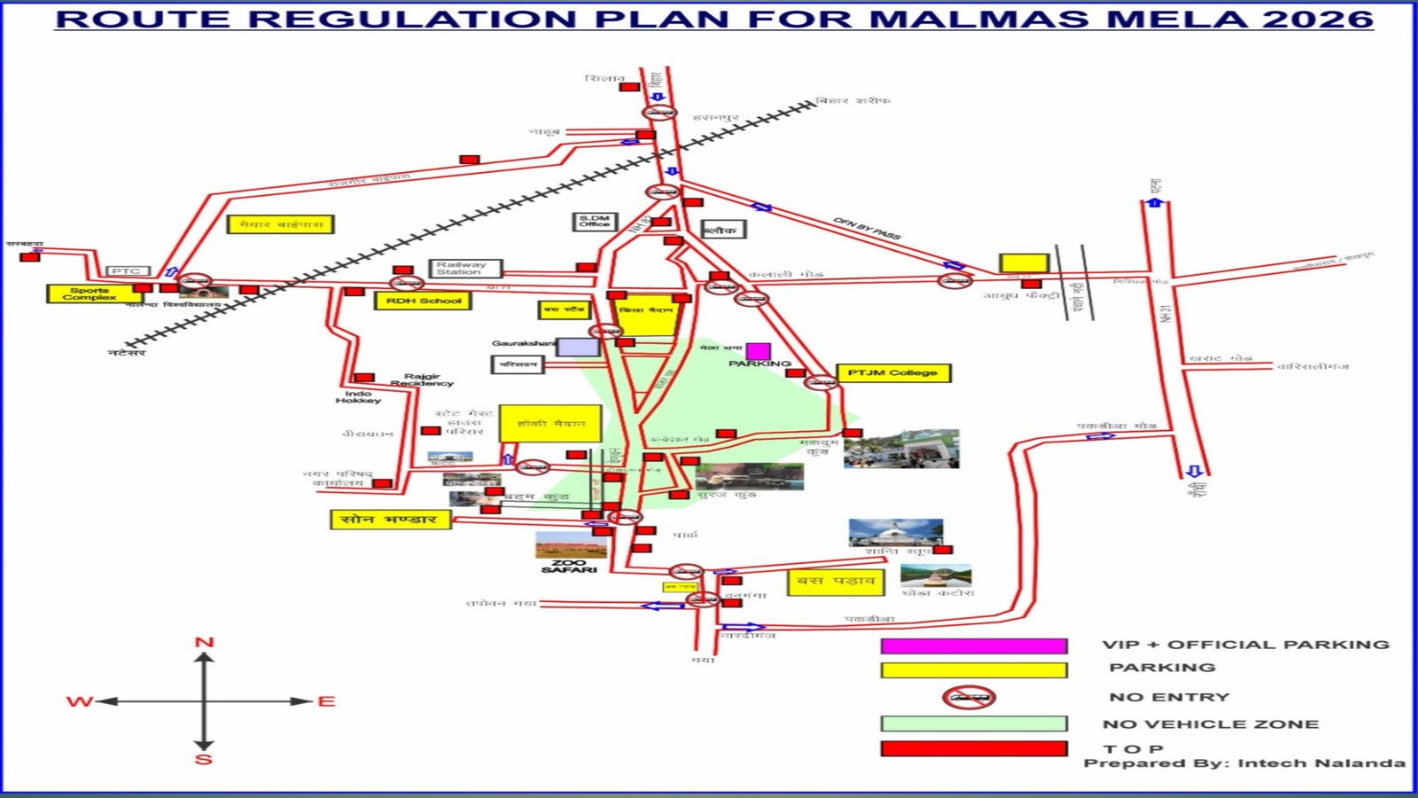 Special traffic plan implemented in Rajgir for Malmas Mela 2026, no entry on many routes