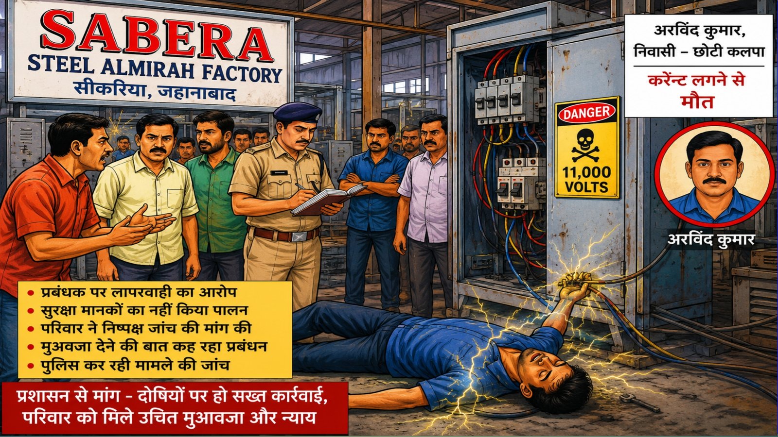 Worker electrocuted to death at wardrobe factory in Jehanabad, security concerns raised