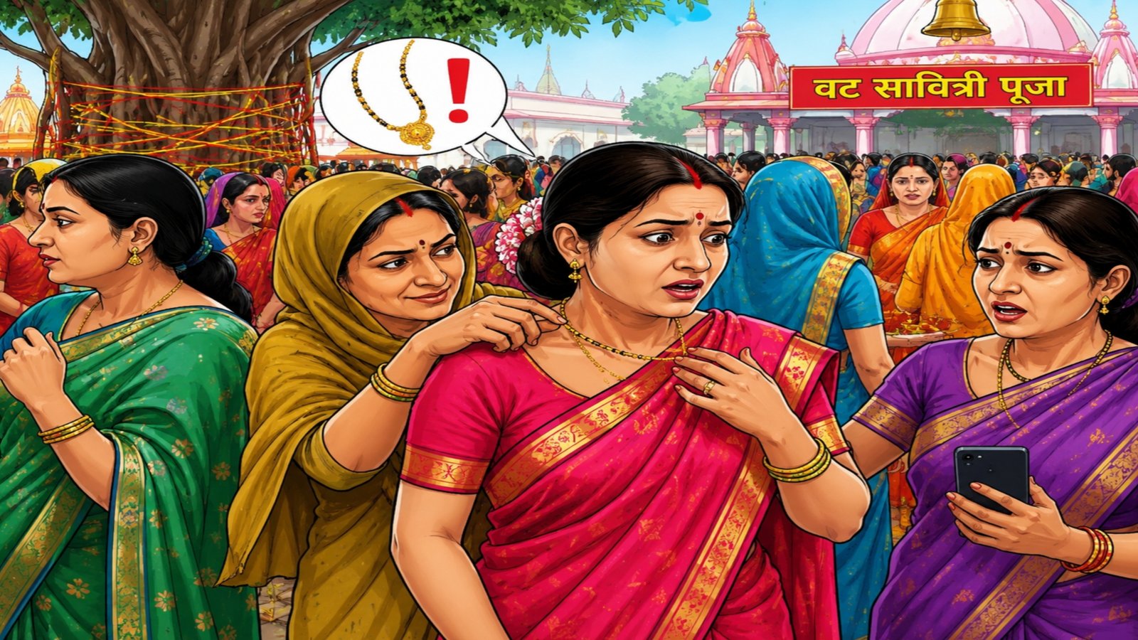 A gang of female thieves terrorized temples during Vat Savitri Puja, fleeing with chains, mangalsutras, and mobile phones.