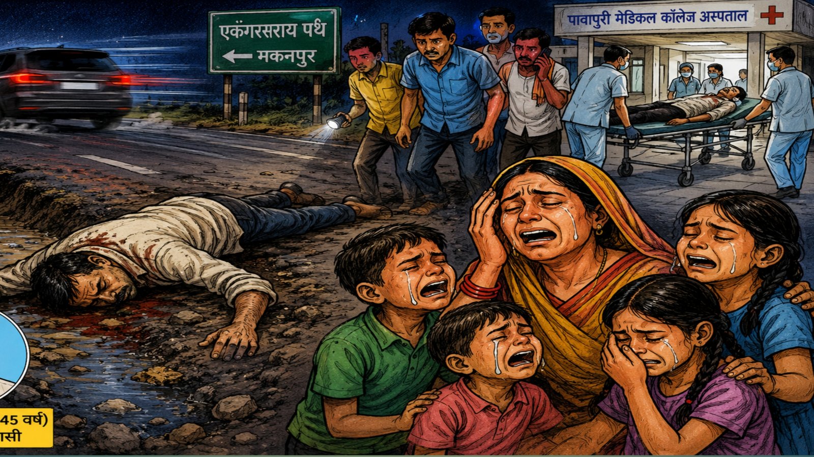 Father returning from work trampled to death, five children in grief