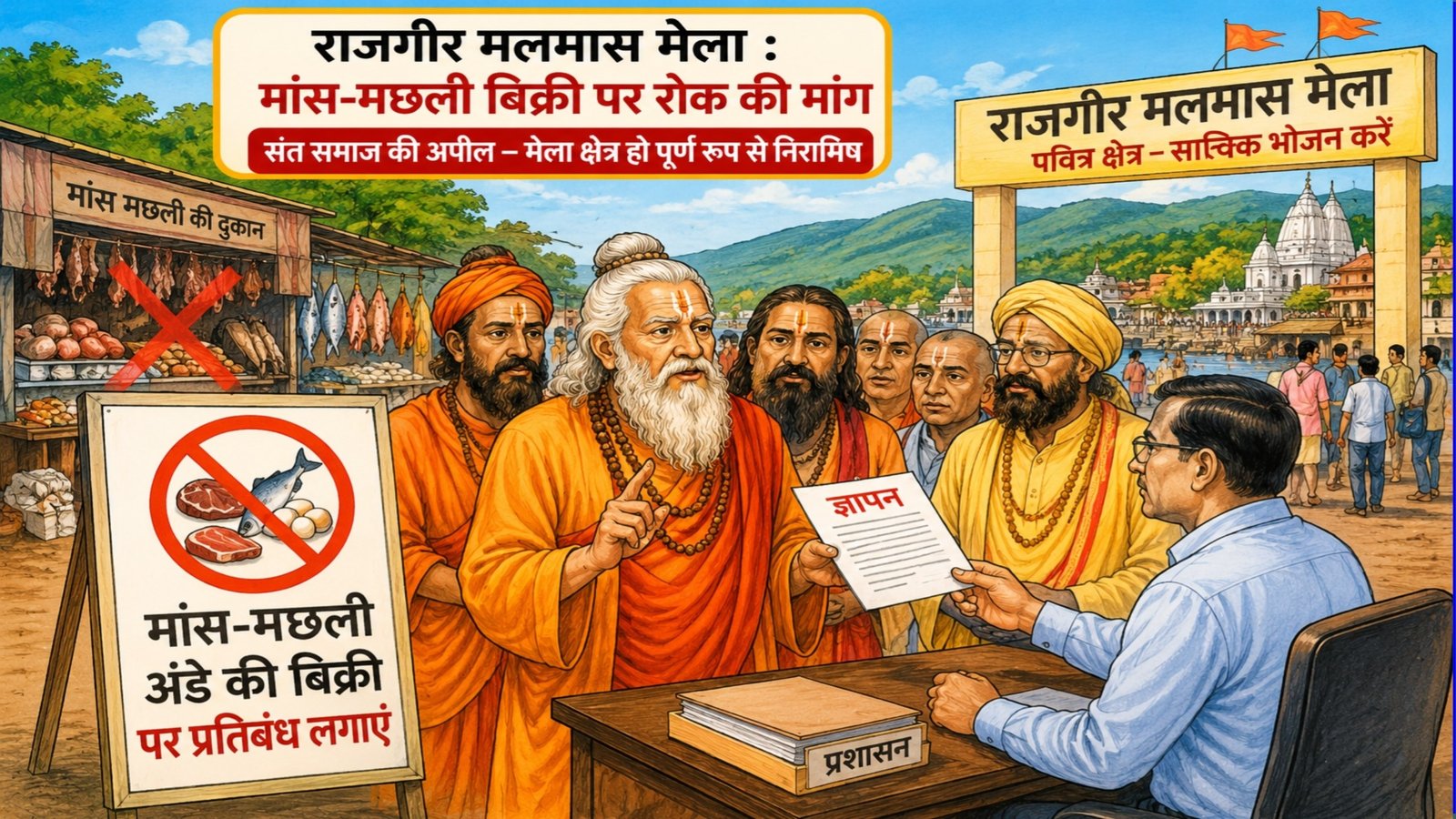 Uproar over Sale of Meat and Fish at Rajgir Malmas Fair; Saints Demand Ban