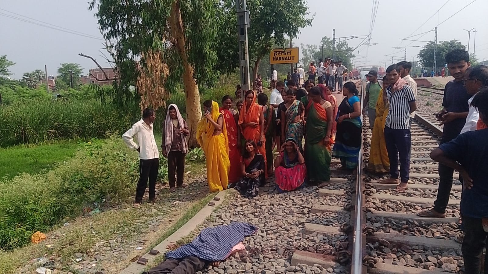 An elderly man died after being hit by a train at Harnaut railway station.