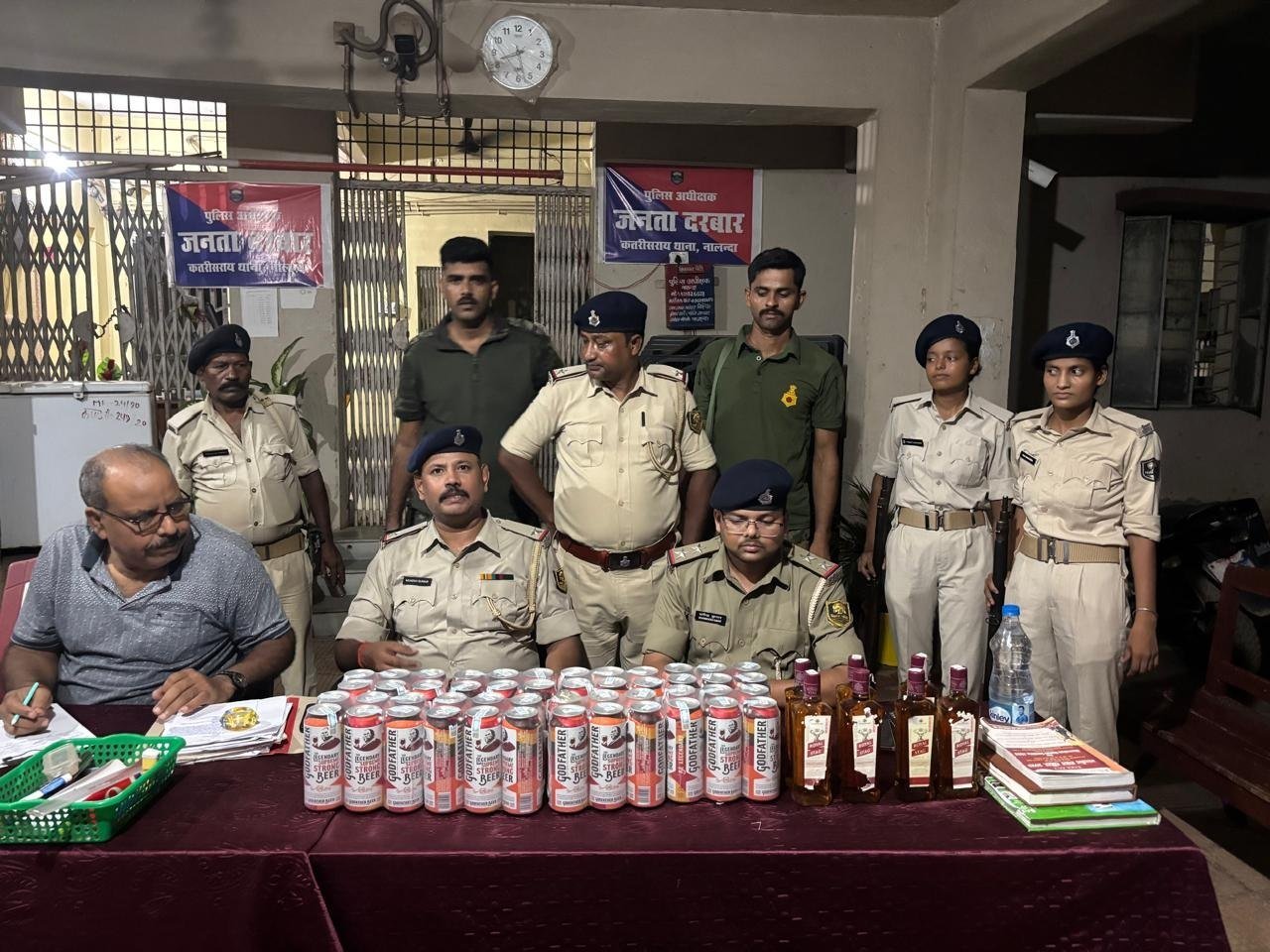 Illegal liquor trade was operating just 300 meters from the police station; 26.625 liters of Indian-Made Foreign Liquor (IMFL) were seized during a raid.