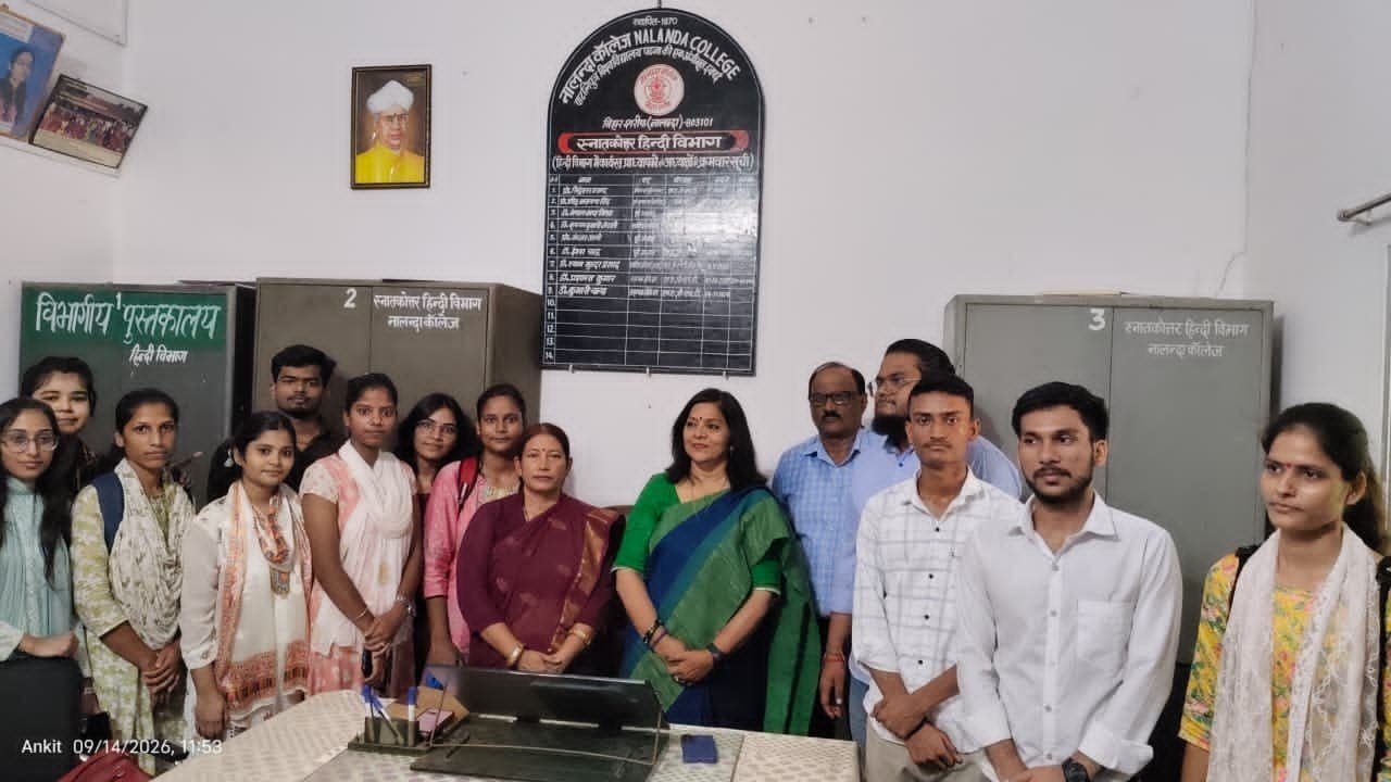 Poster competition held at Nalanda College on Hindi Diwas; students showcased their creative talent.