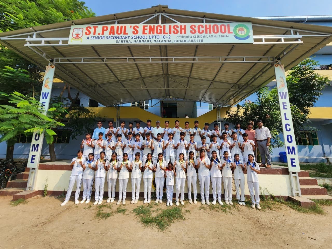 St. Paul English School players won several medals at the district sports competition.