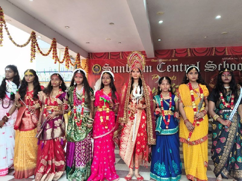 Dandiya celebrations at Sunbeam Central School, Kosuk; tableau depicting the nine forms of Goddess Durga serves as a highlight.